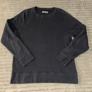 Everlane Shirt Mens L Blue Waffle Thermal Crew Long Sleeve Organic Cotton Solid
